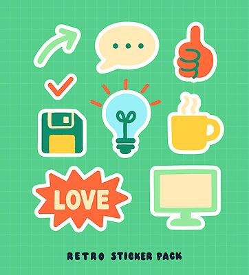 기호 디자인 컬러 스티커 일러스트 전구 문구용품 아이디어 장식 컵 컴퓨터 하트 표현 즐거움 체크표시 복고 패키지 소통 긍정적 창의성 국내일러스트 AI파일 모양 문자 식기 감정 컨셉 전자제품 오브젝트 확인 파일형식 벡터
