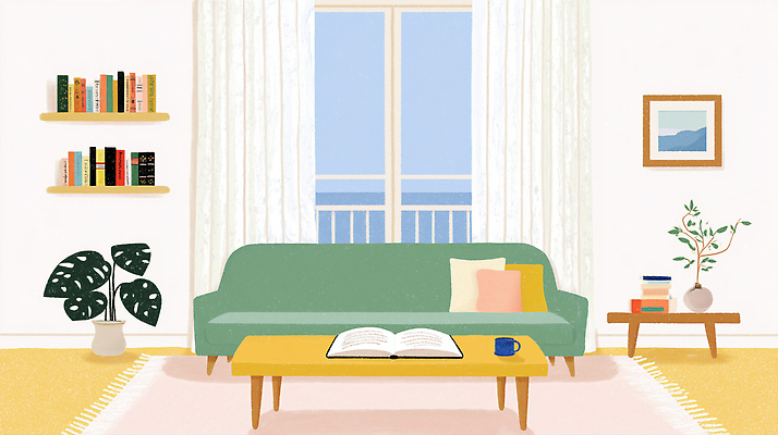 JPG 식물 문화 커피 거실 일러스트 창문 탁자 휴식 따뜻함 밝음 풍경 일상 책 인테리어 소파 독서 햇빛 평화 공간 차 편안함 국내일러스트 AI일러스트 AI콘텐츠 디자인 음료 가구 컨셉 의자 라이프 태양 감각 파일형식
