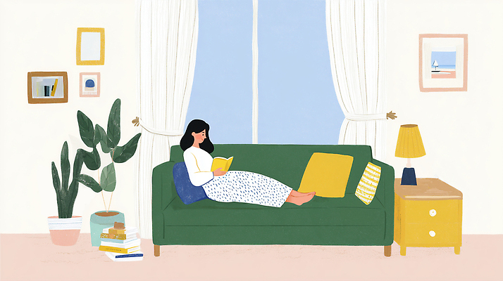 JPG 식물 여자 쿠션 거실 의자 일러스트 창문 일상 생활 책 친구 소파 햇빛 공간 방 편안함 집중 읽기 오브젝트 국내일러스트 AI일러스트 AI콘텐츠 가구 컨셉 관계 모션 사람 라이프 태양 감각 파일형식