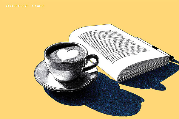 PSD 문화 커피 음료 일러스트 휴식 따뜻함 일상 책 독서 노란색 카페 하트 마음 시간 분위기 클래식 편안함 힐링 페이지 오후 국내일러스트 모양 컬러 컨셉 라이프 상점 감각 파일형식
