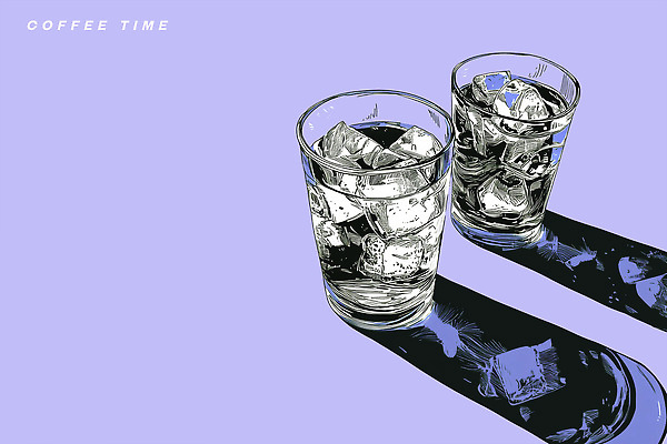 PSD 디자인 커피 음료 컬러 일러스트 탁자 휴식 따뜻함 그림자 일상 여름 얼음 우유 시원함 모던 두잔 백리향 국내일러스트 자연요소 계절 가구 컨셉 2 유제품 라이프 파일형식