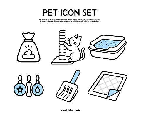 아이콘 디자인 관리 그래픽 반려동물 장난감 고양이 먹이 오브젝트 화장실 이미지 편리함 스타일 2D아이콘 AI파일 동물 컨셉 포유류 파일형식 벡터