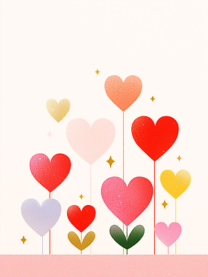 JPG 디자인 꽃 감정 예술 상징 컬러 백그라운드 일러스트 자연 사랑 그래픽 장식 반짝임 봄 기쁨 하트 배열 기분전환 뷰티풀 창의력 국내일러스트 AI일러스트 AI콘텐츠 모양 식물 계절 모션 생태계 파일형식