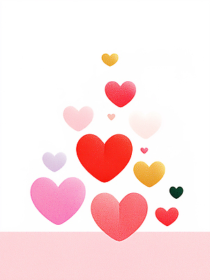 JPG 모양 디자인 기념일 감정 컬러 일러스트 사랑 장식 축제 우정 기쁨 로맨틱 하트 표현 배열 그림 긍정 화사함 창의성 테마 아기자기 국내일러스트 AI일러스트 AI콘텐츠 컨셉 이벤트 친구 파일형식