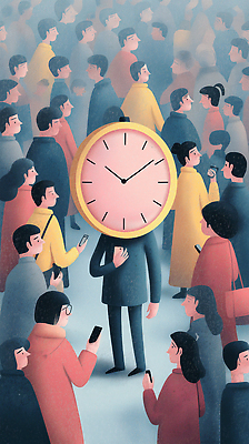 JPG 남자 감정 상징 시계 컬러 일러스트 거리 대화 여러명 일상 스마트폰 표현 시간 군중 혼잡 집중 장면 주목 국내일러스트 AI일러스트 AI콘텐츠 다수 컨셉 말하기 사람 라이프 핸드폰 스마트기기 파일형식