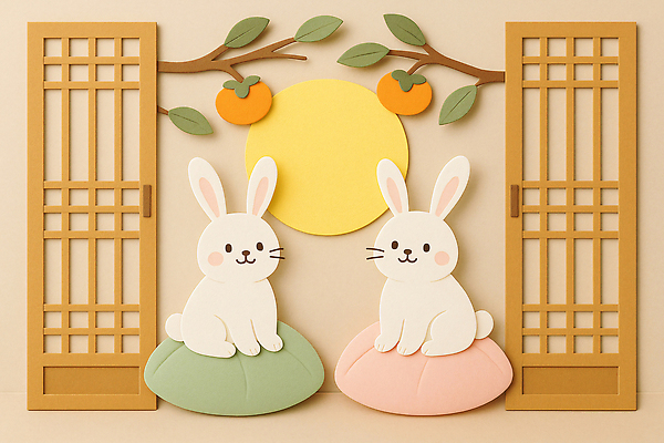 JPG 편집이미지 전통 컬러 백그라운드 쿠션 한국 장식 태양 귀여움 나뭇가지 토끼 솜 종이공예 편집실사 AI포토 AI콘텐츠 자연요소 나무 아시아 컨셉 포유류 반려동물 공예 CG 파일형식