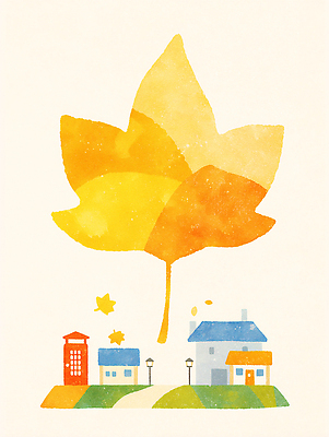 JPG 길 여유 컬러 단풍 잎 일러스트 자연 생명 주택 따뜻함 풍경 평화 마을 금색 가을 조화 전화박스 아기자기 국내일러스트 AI일러스트 AI콘텐츠 식물 계절 감정 컨셉 건물 공중전화 생태계 파일형식