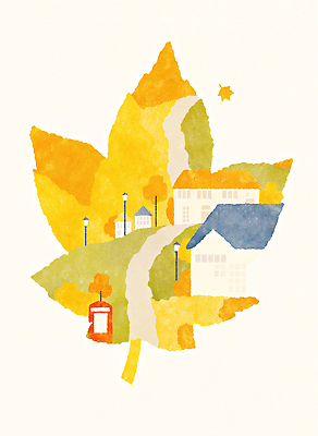 JPG 문화 길 예술 컬러 단풍 일러스트 자연 나뭇잎 주택 풍경 마을 고요 가을 농촌 시골 조화 색감 풍경화 국내일러스트 AI일러스트 AI콘텐츠 계절 잎 건물 그림 생태계 파일형식