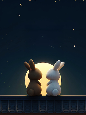 JPG 편집이미지 별 밤하늘 휴식 사랑 풍경 갈색 평화 감상 흰색 토끼 달빛 조화 나란히 이미지편집 AI컴퓨터그래픽 AI콘텐츠 자연요소 감정 컬러 컨셉 포유류 하늘 반려동물 달 야간 파일형식