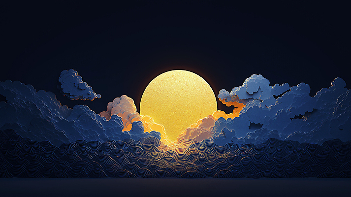 JPG 구름 편집이미지 자연 하늘 풍경 빛 평화 어둠 황혼 일몰 보름달 저녁 조화 색감 이미지편집 AI컴퓨터그래픽 AI콘텐츠 자연요소 컨셉 노을 달 야간 생태계 파일형식