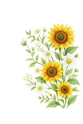 JPG 식물 디자인 꽃 예술 상징 컬러 꽃다발 일러스트 자연 생명 해바라기 풍경 여름 인테리어 그림 원예 데이지 조화 뷰티풀 국내일러스트 AI일러스트 AI콘텐츠 계절 취미 생태계 파일형식