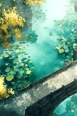 JPG 나무 호수 여유 컬러 일러스트 자연 하늘 연꽃 풍경 물 여름 반사 고요 수중식물 연습 돌다리 조화 뷰티풀 치유 풍경화 차분 국내일러스트 AI일러스트 AI콘텐츠 자연요소 식물 계절 꽃 감정 컨셉 다리_건축물 그림 생태계 파일형식