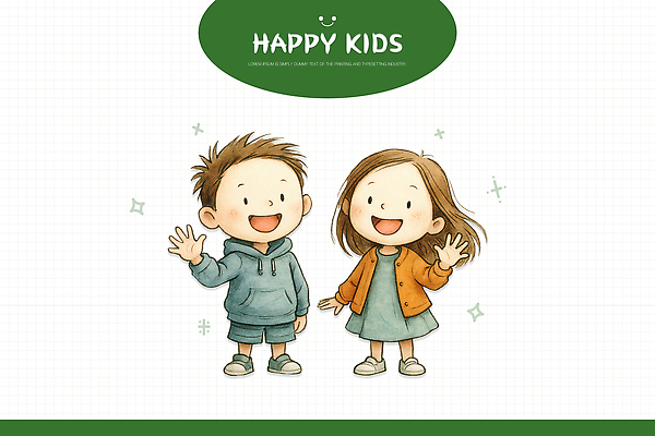 PSD 행복 감정 어린이 포즈 일러스트 놀이 미소 웃음 잔디 친구 만남 아기 인사 저녁 소통 색감 손흔들기 국내일러스트 식물 컨셉 관계 모션 표정 사람 예절 야간 파일형식