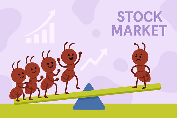 감정 상징 일러스트 그래프 일상 경제 활발 기쁨 거래 성장 변화 시장 재산 주식 균형 투자 전략 개미 시소 불만 주식시장 국내일러스트 AI파일 곤충 컨셉 비즈니스 라이프 금융 놀이기구 파일형식 벡터