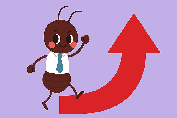 캐릭터 화살표 백그라운드 일러스트 비즈니스 모션 성공 그래픽 귀여움 희망 작업 자신감 목표 상승 개미 긍정적 창의성 국내일러스트 AI파일 감정 곤충 컨셉 파일형식 벡터