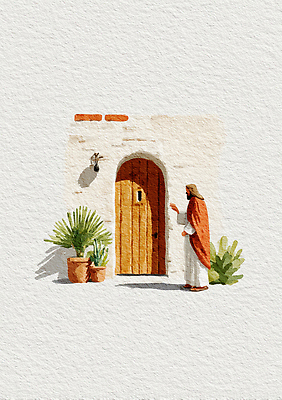 JPG 나무 식물 손 예술 컬러 일러스트 수채화 따뜻함 대화 사람 문 정원 매력적 표현 분위기 초대 장면 소통 국내일러스트 AI일러스트 AI콘텐츠 컨셉 말하기 신체부위 파일형식