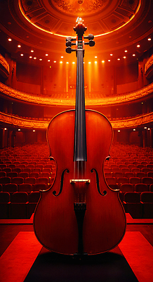 JPG 편집이미지 감정 예술 악기 음악 조명 공연 무대 대기 분위기 클래식 극장 공연장 첼로 오케스트라 편집실사 AI포토 AI콘텐츠 컨셉 문화예술 이벤트 악단 CG 파일형식 찰현악기