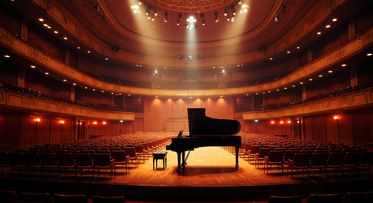 JPG 편집이미지 예술 음악 조명 내부 소리 공연 대기 분위기 피아노 클래식 군중 콘서트홀 공연장 편집실사 AI포토 AI콘텐츠 컨셉 문화예술 사람 이벤트 건반악기 극장 CG 파일형식