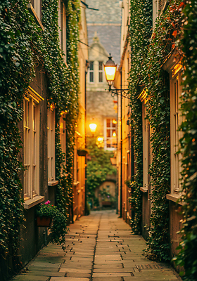 JPG 식물 편집이미지 자연 조명 거리 따뜻함 풍경 걷기 고요 산책 도시 분위기 골목길 덩굴 저녁 편안함 편집실사 AI포토 AI콘텐츠 길 컨셉 모션 휴식 감각 야간 CG 생태계 파일형식