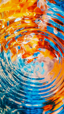 JPG 편집이미지 물결 컬러 모션 자연 물 파란색 반사 주황색 흐름 수면 수조 파동 뷰티풀 효과 편집실사 AI포토 AI콘텐츠 자연요소 컨셉 순간포착 CG 생태계 파일형식