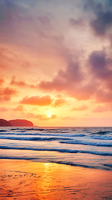 JPG 편집이미지 여유 물결 파도 바다 여행 자연 하늘 풍경 해변 일몰 뷰티풀 색감 차분 편집실사 AI포토 AI콘텐츠 감정 컨셉 노을 CG 생태계 파일형식