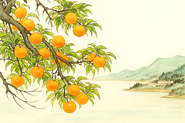 JPG 나무 열매 바다 농업 채소 과일 일러스트 자연 가지 귤 산 한국 풍경 여름 햇빛 농장 수확 농촌 뷰티풀 수경재배 국내일러스트 AI일러스트 AI콘텐츠 식물 계절 산업 아시아 태양 시골 생태계 파일형식