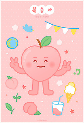 캐릭터 디자인 행복 음료 상징 분홍색 백그라운드 일러스트 자연 아이스크림 미소 웃음 손짓 장식 평화 귀여움 복숭아 긍정적 일러캐릭터 AI파일 감정 컬러 컨셉 과일 모션 디저트 표정 생태계 파일형식 벡터