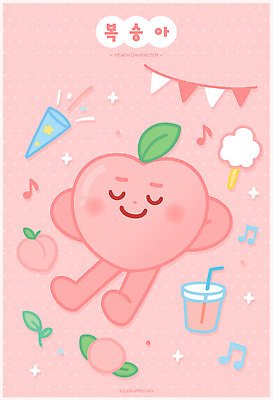 캐릭터 행복 감정 음악 상징 분홍색 백그라운드 일러스트 놀이 귀여움 즐거움 복숭아 아이템 디지털아트 일러캐릭터 AI파일 컬러 컨셉 과일 문화예술 파일형식 벡터