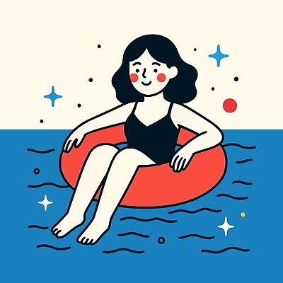 수영복 행복 여유 물결 일러스트 모션 물놀이 휴식 수영장 미소 웃음 사람 소녀 여름 파란색 수영 즐거움 그림 튜브 국내일러스트 AI파일 옷 계절 여자 감정 어린이 컬러 컨셉 놀이 표정 수상스포츠 파일형식 벡터