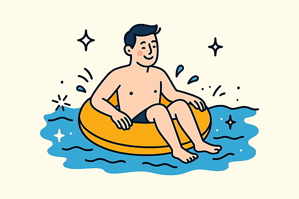 남자 수영복 감정 일러스트 모션 물놀이 놀이 휴식 수영장 웃음 취미 해변 물 여름 햇빛 수영 놀이공원 즐거움 튜브 국내일러스트 AI파일 자연요소 옷 계절 바다 컨셉 표정 사람 태양 테마파크 수상스포츠 파일형식 벡터