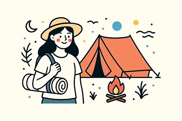 모자 여자 별 여행 일러스트 배낭 모션 자연 바람 휴식 텐트 취미 야외 친구 소풍 평화 캠핑 도전 달 숲 모닥불 국내일러스트 AI파일 자연요소 잡화 컨셉 가방 관계 불 레저 날씨 캠핑도구 사람 야외활동 생태계 파일형식 벡터