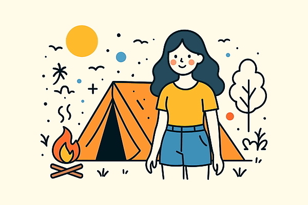 나무 디자인 컬러 여행 일러스트 가족 모션 자연 불꽃 텐트 소녀 그래픽 여름 친구 야외활동 캠핑 편안함 즐거움 그림 오후 국내일러스트 AI파일 식물 계절 여자 감정 어린이 관계 불 레저 캠핑도구 감각 생태계 파일형식 벡터