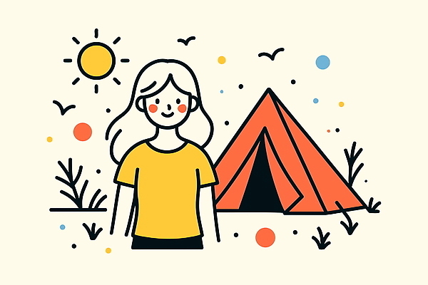 나무 식물 여자 행복 컬러 여행 일러스트 가족 자연 하늘 아웃도어 텐트 웃음 여름 친구 햇빛 소풍 맑음 캠핑 즐거움 그림 국내일러스트 AI파일 계절 감정 관계 레저 날씨 표정 캠핑도구 사람 태양 야외활동 생태계 파일형식 벡터