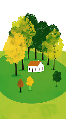 모양 PSD 나무 단풍 겨울 일러스트 자연 주택 풍경 잔디 초록색 평화 귀여움 공간 농촌 숲 조화 테마 풍요 국내일러스트 식물 계절 컬러 컨셉 잎 건물 시골 생태계 파일형식