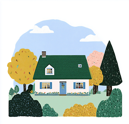 JPG 나무 사계절 건축 꽃 컬러 꽃밭 일러스트 자연 주택 풍경 초록색 정원 고요 가을 시골 분위기 편안함 조화 클라우드서비스 국내일러스트 AI일러스트 AI콘텐츠 식물 계절 컨셉 건물 감각 서비스 생태계 파일형식