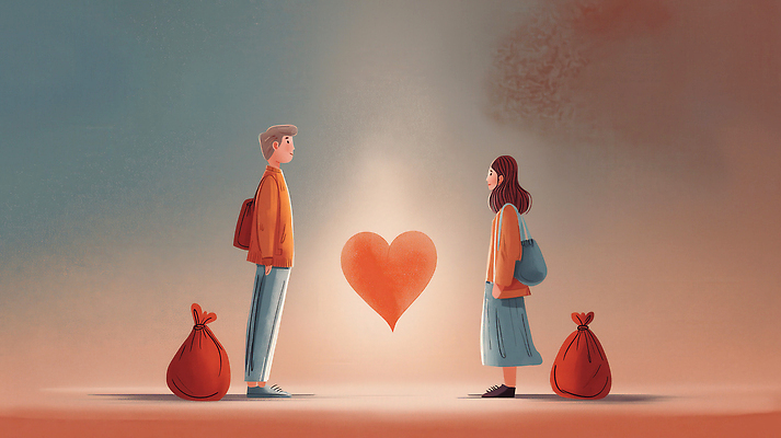 JPG 디자인 응시 여자 남자 감정 예술 상징 일러스트 관계 따뜻함 사랑 환경 하트 표현 쓰레기 심볼 긍정 색채 순간 국내일러스트 AI일러스트 AI콘텐츠 모양 시선 컨셉 사람 파일형식