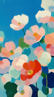 JPG 꽃 예술 컬러 백그라운드 패턴 일러스트 자연 생명 밝음 회화 풍경 여름 코스모스 부드러움 화사함 감성 조화 뷰티풀 색채 창의성 흥미 국내일러스트 AI일러스트 AI콘텐츠 식물 계절 컨셉 무늬 말하기 감각 생태계 파일형식