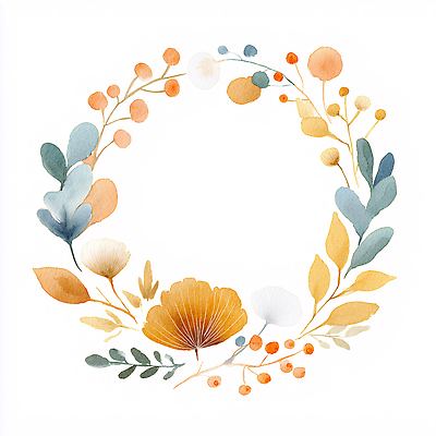 JPG 식물 디자인 계절 꽃 컬러 일러스트 자연 수채화 장식 여름 화환 원형 그림 단순화된 뷰티풀 색감 창작 국내일러스트 AI일러스트 AI콘텐츠 도형 생태계 파일형식