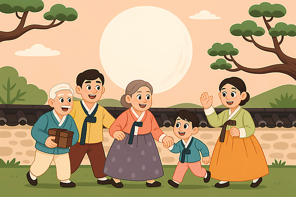 JPG 전통 명절 노년 행복 문화 어린이 일러스트 가족 한국 함께함 대화 웃음 풍경 햇빛 귀여움 기쁨 저녁 전통의상 한복 소중 순간 국내일러스트 AI일러스트 AI콘텐츠 한국전통 기념일 감정 아시아 컨셉 관계 표정 말하기 사람 성인 태양 야간 파일형식