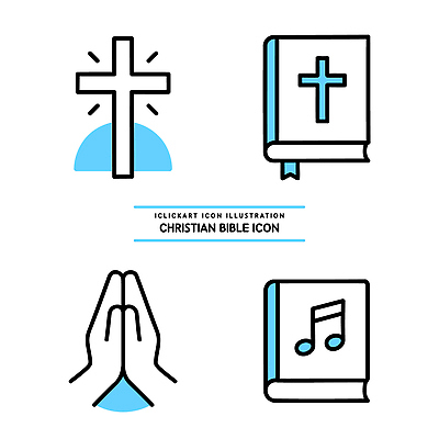 아이콘 기독교 종교 십자가 믿음 성경 기도 찬송가 예배 경전 2D아이콘 AI파일 감정 노래 종교용품 책 파일형식 벡터
