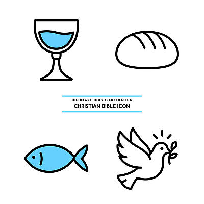 아이콘 기호 기독교 종교 빵 상징 어류 성경 식사 예수 비둘기 예배 제자 성령 2D아이콘 AI파일 문자 음식 종교용품 조류 수중동물 신_종교 파일형식 벡터