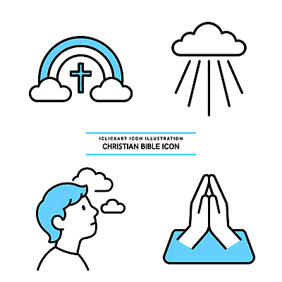 구름 아이콘 손 기독교 종교 상징 무지개 하늘 믿음 기도 천국 2D아이콘 AI파일 자연요소 감정 신체부위 파일형식 벡터
