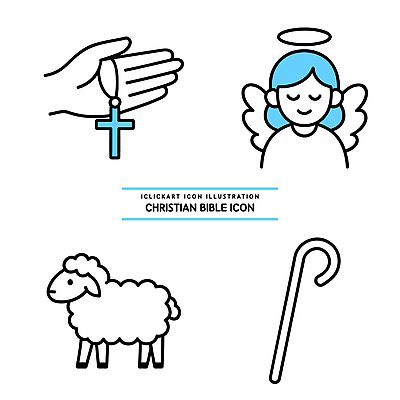 아이콘 기독교 종교 상징 십자가 지팡이 천사 믿음 성경 양 예수 축복 2D아이콘 AI파일 감정 컨셉 종교용품 포유류 신_종교 파일형식 벡터