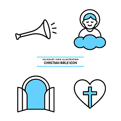 아이콘 기독교 종교 상징 십자가 천사 문 믿음 성경 심장 나팔 2D아이콘 AI파일 감정 악기 종교용품 장기_의학 파일형식 벡터