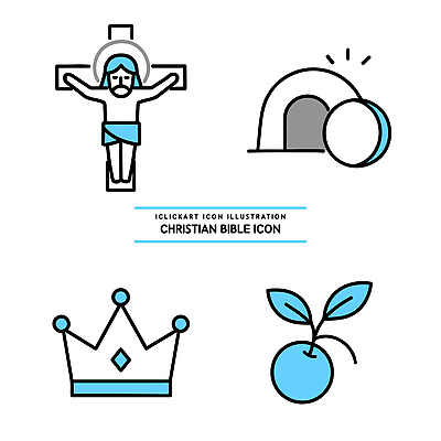 아이콘 디자인 기독교 종교 상징 십자가 과일 왕관 성경 돌_바위 기도 무덤 예수 신앙생활 2D아이콘 AI파일 종교용품 신_종교 파일형식 벡터