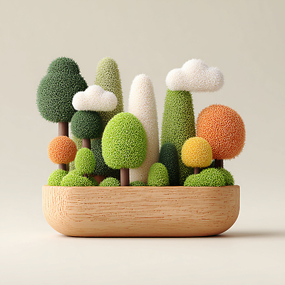 JPG 모양 나무 구름 편집이미지 디자인 컬러 자연 장식 환경 정원 미니어처 배열 오브젝트 그림 부드러움 꾸미기 편집3D AI컴퓨터그래픽 AI콘텐츠 자연요소 식물 3D 모형 감각 생태계 파일형식