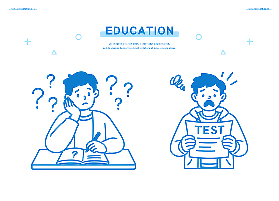 학생 교육 감정 일러스트 스트레스 학습 시험 체험 결과 불안 책상 고민 걱정 준비 문제 평가 소통 이해 국내일러스트 AI파일 가구 컨셉 파일형식 벡터