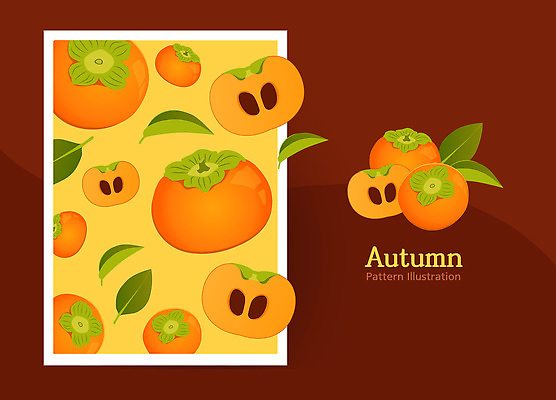 식물 디자인 컬러 백그라운드 잎 패턴 과일 일러스트 자연 귤 갈색 가을 조화 밝은색 뷰티풀 국내일러스트 AI파일 계절 무늬 생태계 파일형식 벡터