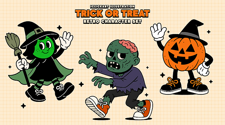 캐릭터 디자인 옷 컬러 일러스트 호박 아이디어 파티 귀여움 축제 할로윈 빗자루 즐거움 복고 마녀 좀비 일러캐릭터 AI파일 감정 컨셉 채소 이벤트 청소도구 파일형식 벡터