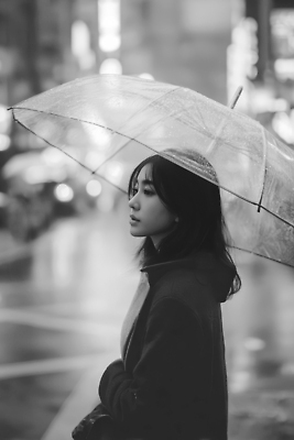 JPG 편집이미지 응시 감정 우산 흑백 소녀 빛 고요 물방울 도시 도심 밤 비석 장면 의료성형뷰티 편집실사 AI인물포토 AI콘텐츠 시선 여자 어린이 촬영기법 견과류 CG 파일형식 AI포토
